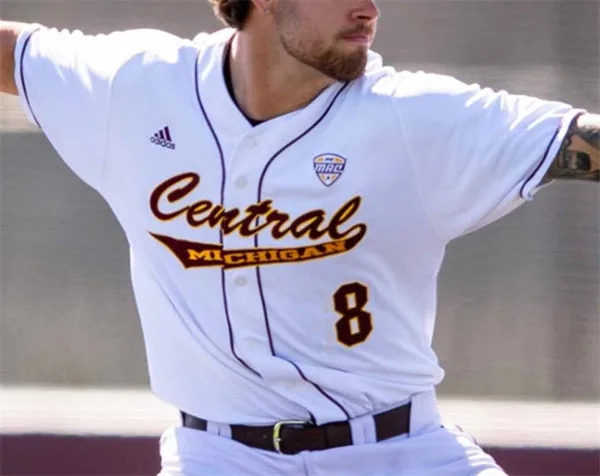 Central Michigan Chippewas #8 Zach McKinstry White College Baseball Jersey 