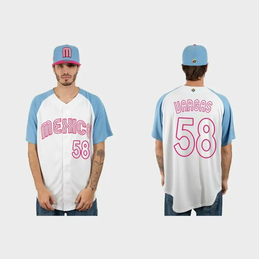 Cesar Vargas Mexico Baseball 2023 World Baseball Classic Jersey – White Blue