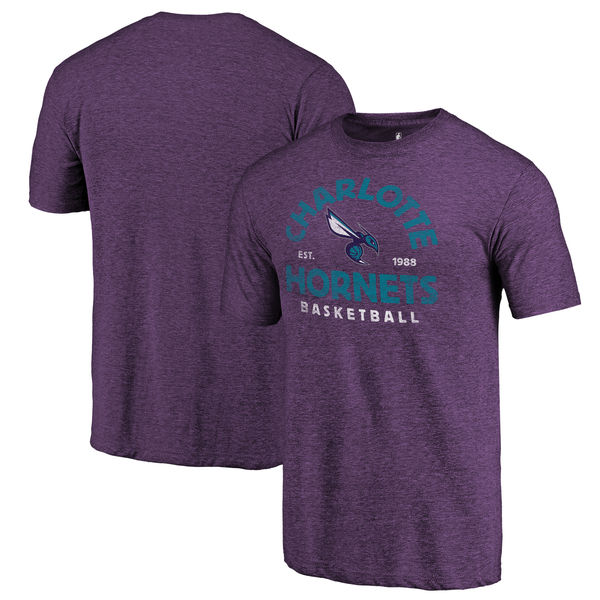 Charlotte Hornets Fanatics Branded Purple Vintage Arch Tri-Blend T-Shirt