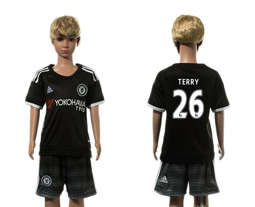 Chelsea #26 Terry Black Kid Soccer Club Jersey