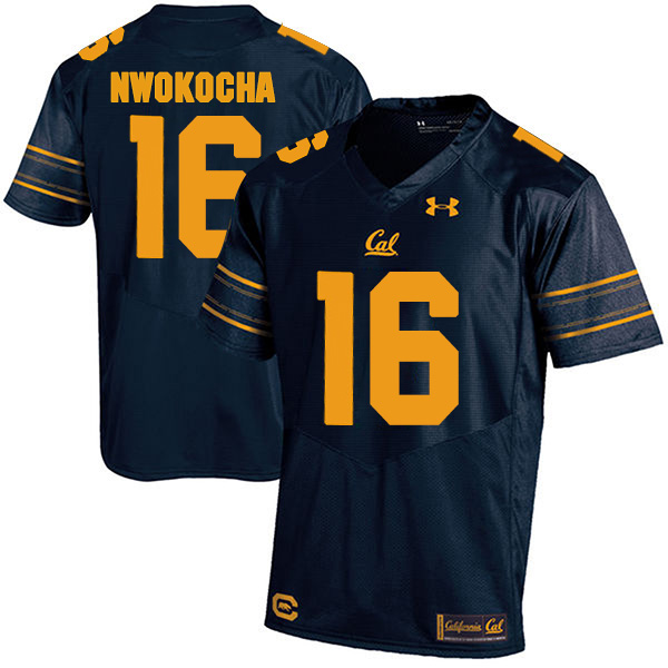 Chibuzo Nwokocha California Golden Bears Men's Jersey - #16 NCAA Navy Blue Stitched Authentic