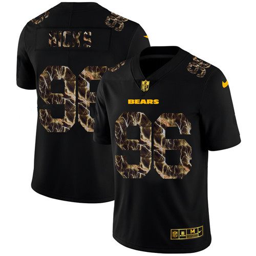 Chicago Bears #96 Akiem Hicks Men's Black Nike Flocked Lightning Vapor Limited NFL Jersey