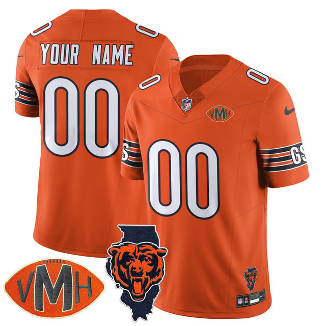 Chicago Bears Honor Virginia Halas McCaskey Custom Jersey ORANGE