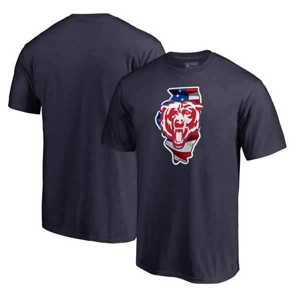 Chicago Bears Navy NFL Pro Line By Fanatics Branded Banner State T-Shirt