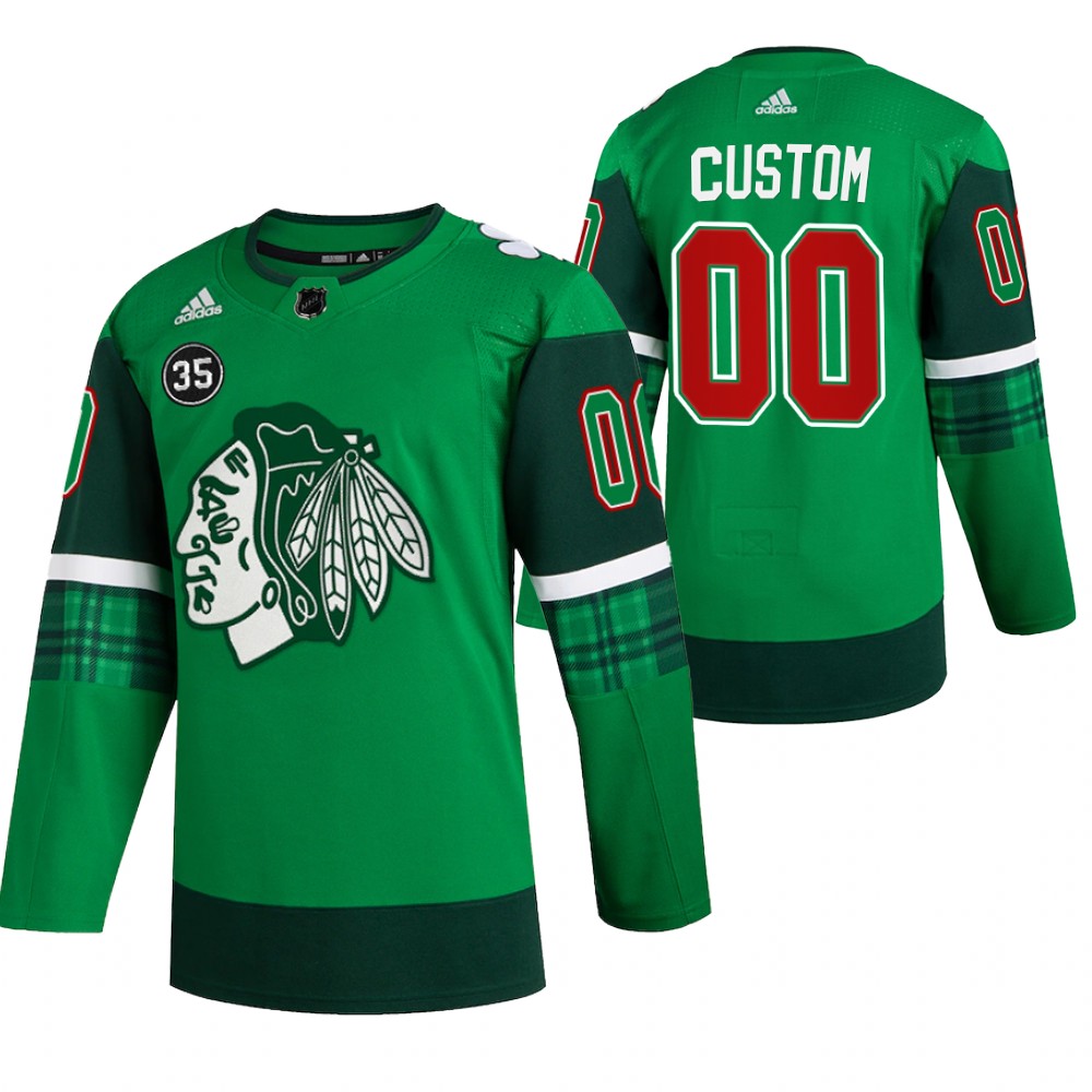 Chicago Blackhawks Custom Green 2022 St. Patricks Day Warm-Up Jersey