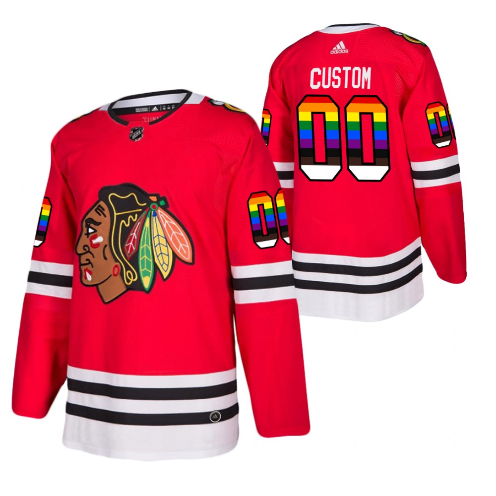 Chicago Blackhawks Custom Red 2021 Pride Night LGBTQ Jersey