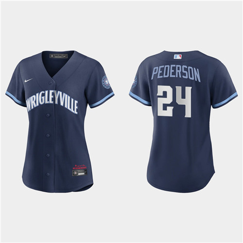 Chicago Cubs #24 Joc Pederson Women's Nike 2021 City Connect Navy MLB Jersey
