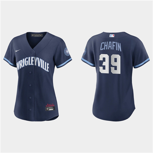 Chicago Cubs #39 Andrew Chafin Women's Nike 2021 City Connect Navy MLB Jersey
