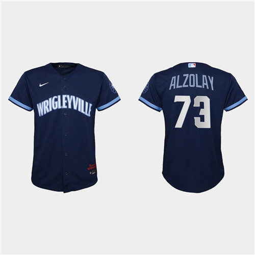 Chicago Cubs #73 Adbert Alzolay Youth Nike 2021 City Connect Navy MLB Jersey