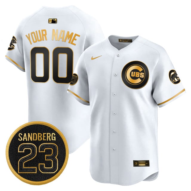 Chicago Cubs 'Ryne Sandberg Tribute' Vapor Premier Limited Custom Jersey V2 white gold
