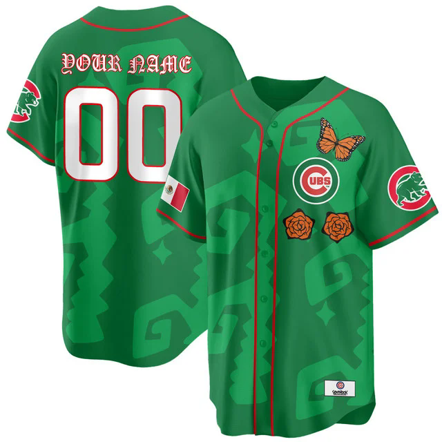 Chicago Cubs Xicago Mexican Heritage Custom Jersey GREEN.webp