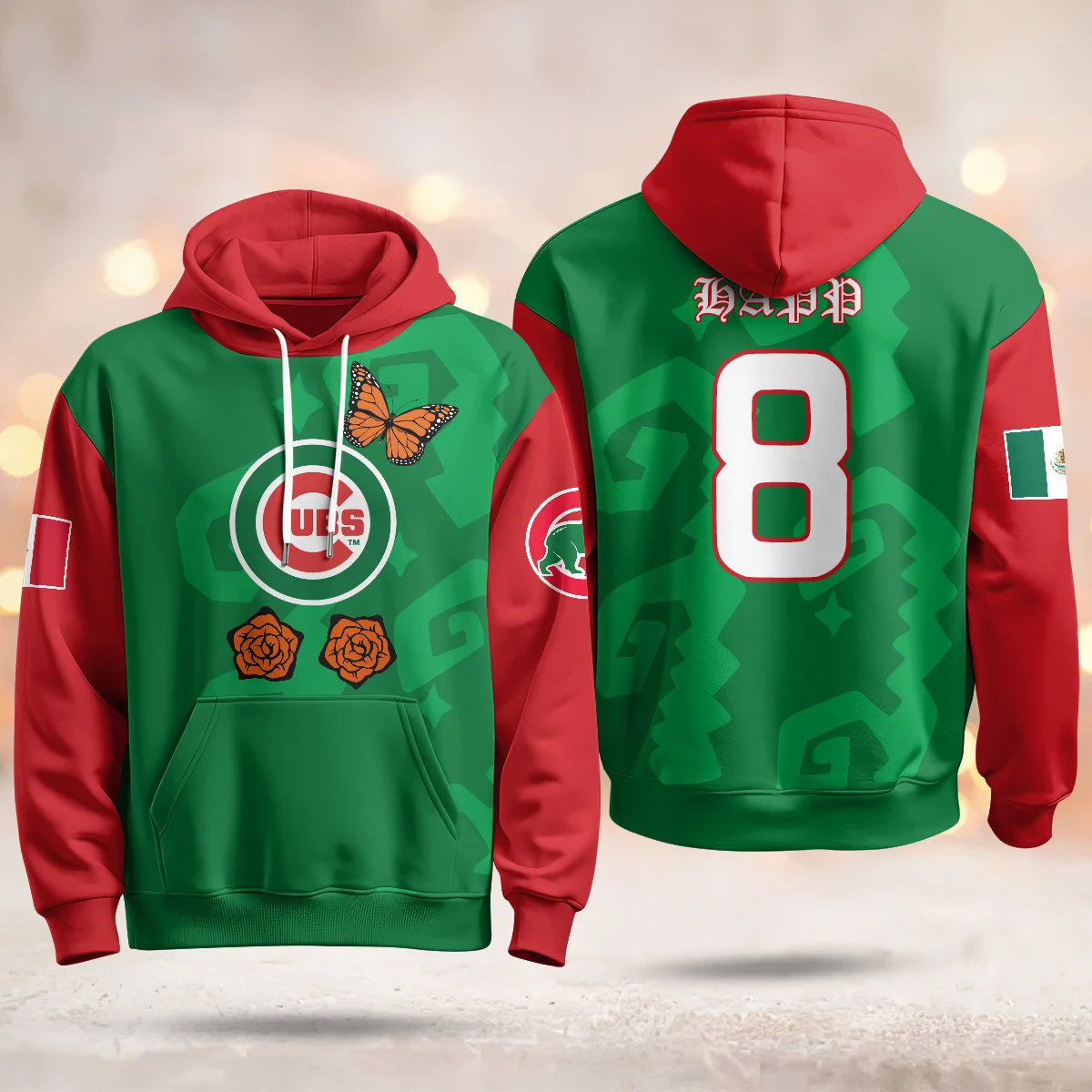 Chicago Cubs Xicago Mexican Heritage Hoodie #8 IAN HAPP.webp