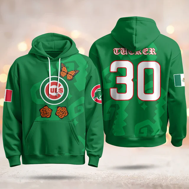Chicago Cubs Xicago Mexican Heritage Hoodie GREEN #30 KYLE TUCKER.webp