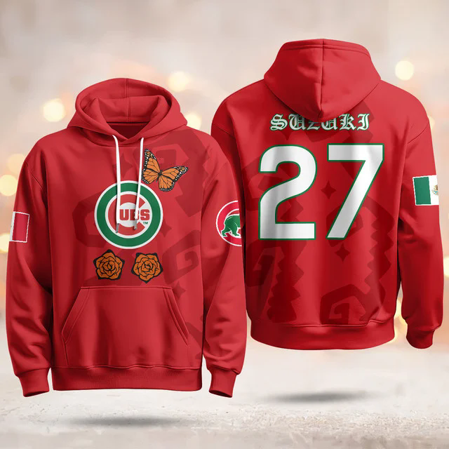 Chicago Cubs Xicago Mexican Heritage Hoodie RED #27 SUZUKI SEIYA.webp