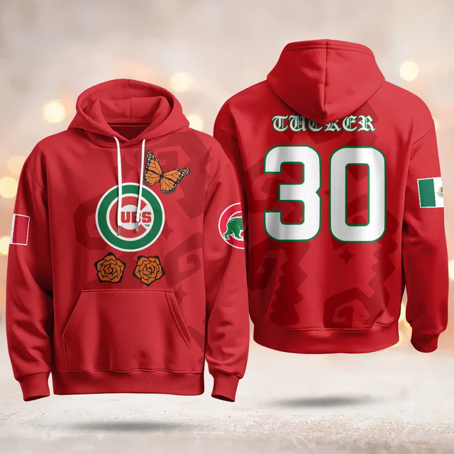 Chicago Cubs Xicago Mexican Heritage Hoodie RED #30 KYLE TUCKER.webp