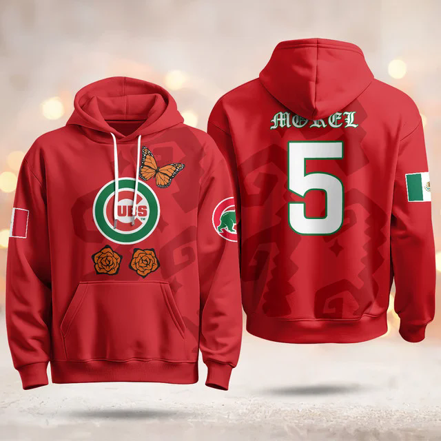 Chicago Cubs Xicago Mexican Heritage Hoodie RED #5 CHRISTOPHER MOREL.webp