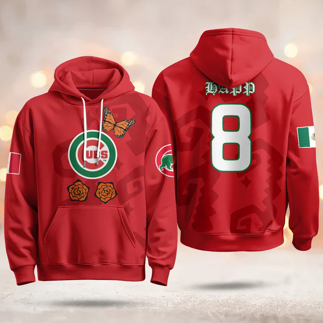 Chicago Cubs Xicago Mexican Heritage Hoodie RED #8 IAN HAPP.webp