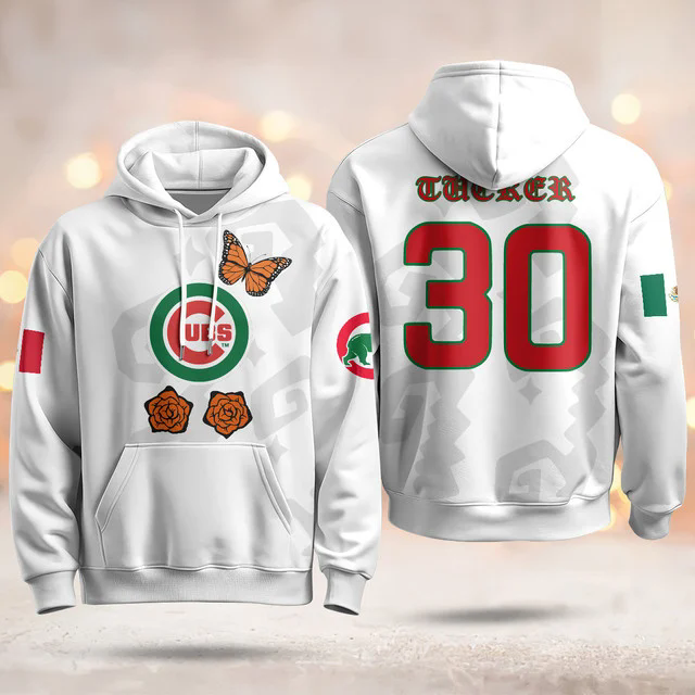 Chicago Cubs Xicago Mexican Heritage Hoodie WHITE #30 KYLE TUCKER.webp
