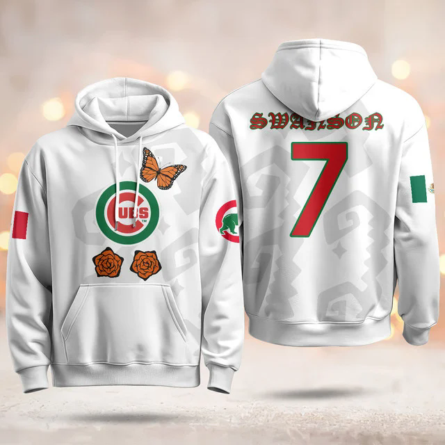 Chicago Cubs Xicago Mexican Heritage Hoodie WHITE #7 DANSBY SWANSON.webp