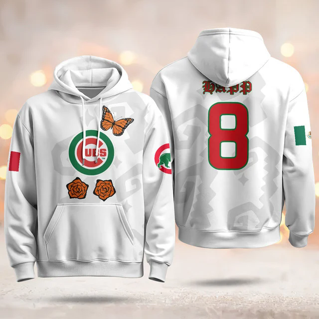 Chicago Cubs Xicago Mexican Heritage Hoodie WHITE #8 IAN HAPP.webp