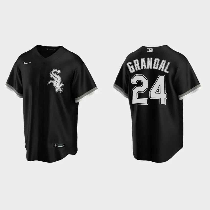 Chicago White Sox #24 Yasmani Grandal Replica Alternate Jersey – Black
