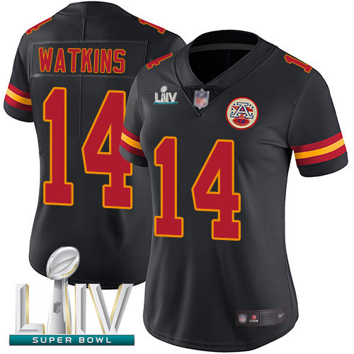 Chiefs #14 Sammy Watkins Black Super Bowl LIV Bound Women's Stitched Football Limited Rush Jersey