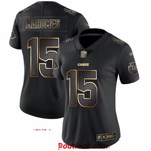 Chiefs #15 Patrick Mahomes Black Gold Women's Stitched Football Vapor Untouchable Limited Jersey