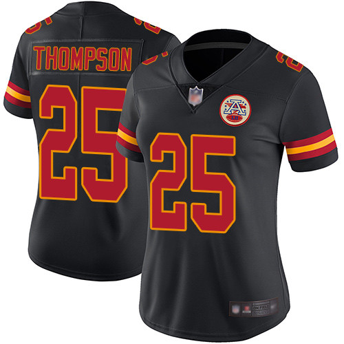 Chiefs #25 Darwin Thompson Black Women's Stitched Football Limited Rush Jersey