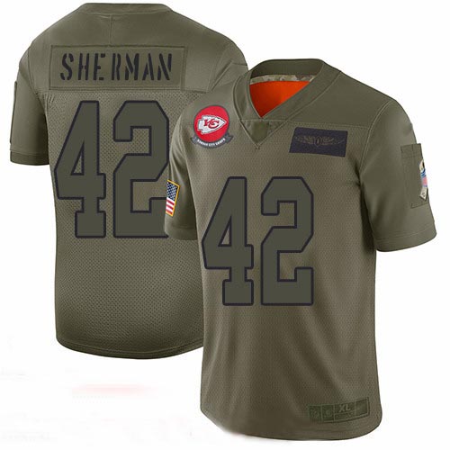 Chiefs #42 Anthony Sherman Camo Youth Stitched Football Limited 2019 Salute to Service Jersey