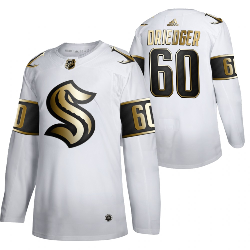 Chris Driedger Seattle Kraken White Golden Edition Jersey 2021 Expansion Draft