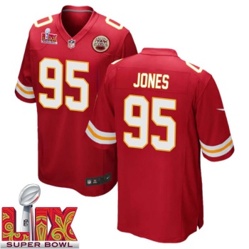 Chris Jones No 95 Men Super Bowl LIX Kansas City Chiefs Home Game 2025 Jersey- Replica