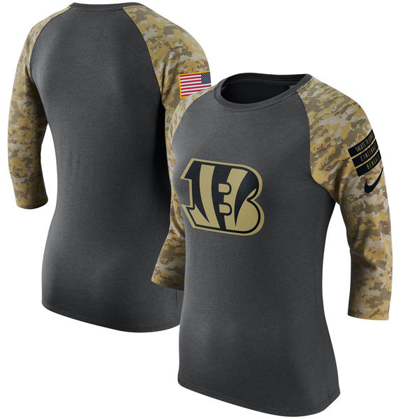 Cincinnati Bengals Anthracite Salute to Service Women's Short Sleeve T-Shirt