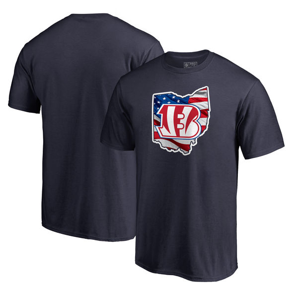 Cincinnati Bengals Navy NFL Pro Line By Fanatics Branded Banner State T-Shirt