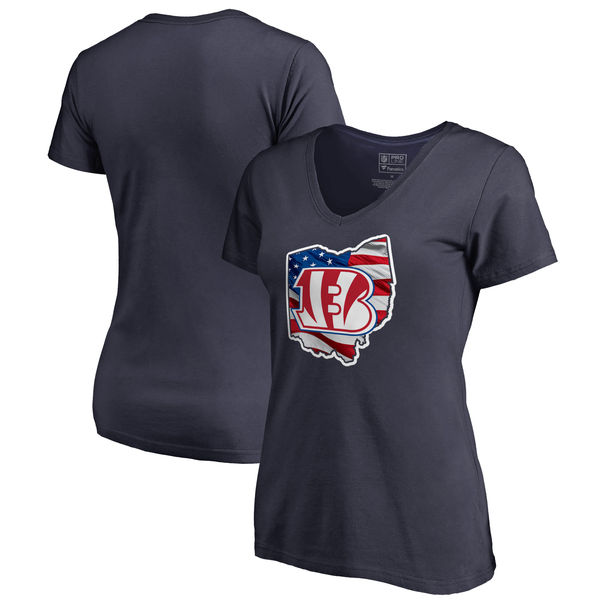 Cincinnati Bengals Navy Women's NFL Pro Line By Fanatics Branded Banner State T-Shirt