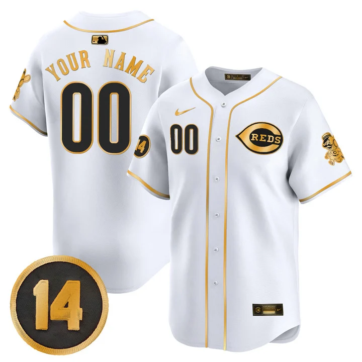 Cincinnati Reds Pete Rose Patch Vapor Premier Limited Custom Jersey WHITE GOLD