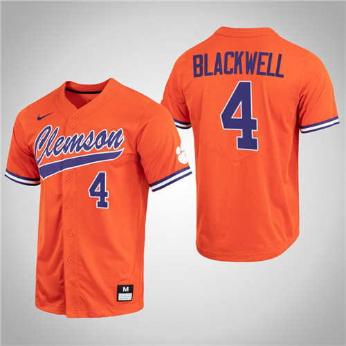 Clemson Tigers Benjamin Blackwell Full-Button College Baseball Jersey Orange