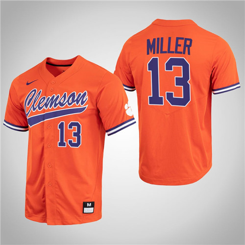 Clemson Tigers Brad Miller Full-Button College Baseball Jersey Orange