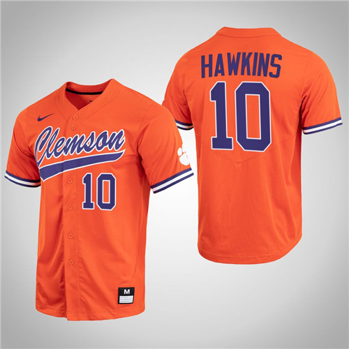 Clemson Tigers Bryar Hawkins Full-Button College Baseball Jersey Orange