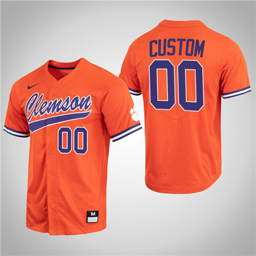 Clemson Tigers Custom Full-Button College Baseball Jersey Orange