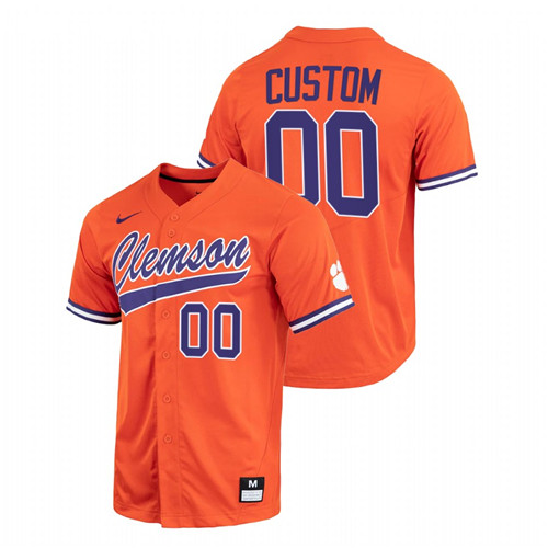 Clemson Tigers Custom Men Orange College Baseball Full-Button Jersey
