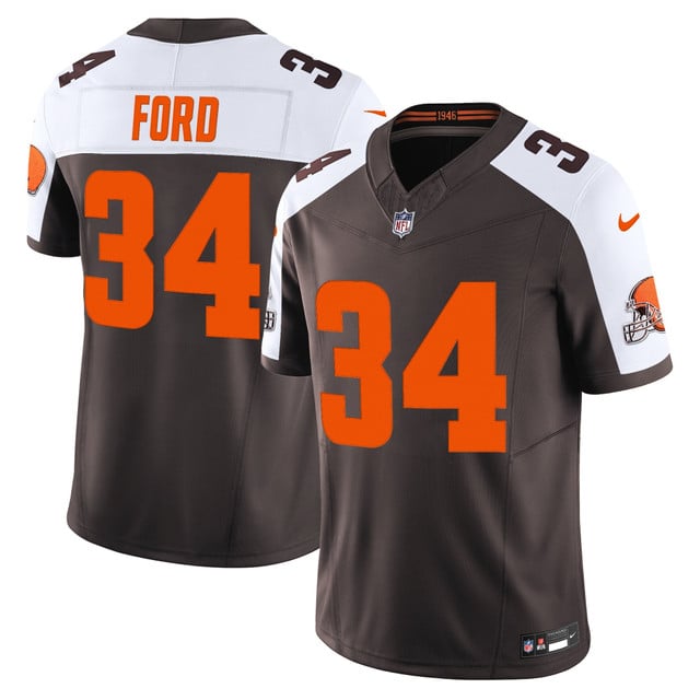 Cleveland Browns 'Alpha Dawg Edition' Vapor Limited Jersey brown white #34 Jerome Ford