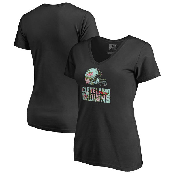 Cleveland Browns NFL Pro Line By Fanatics Branded Women's Lovely Plus Size V Neck T-Shirt Black