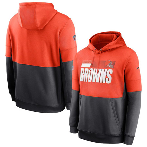 Cleveland Browns Nike Sideline Impact Lockup Performance Pullover Hoodie Orange Charcoal