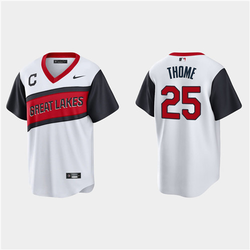 Cleveland Indians #25 Jim Thome Men's Nike White 2021 Little League Class Game MLB Jersey