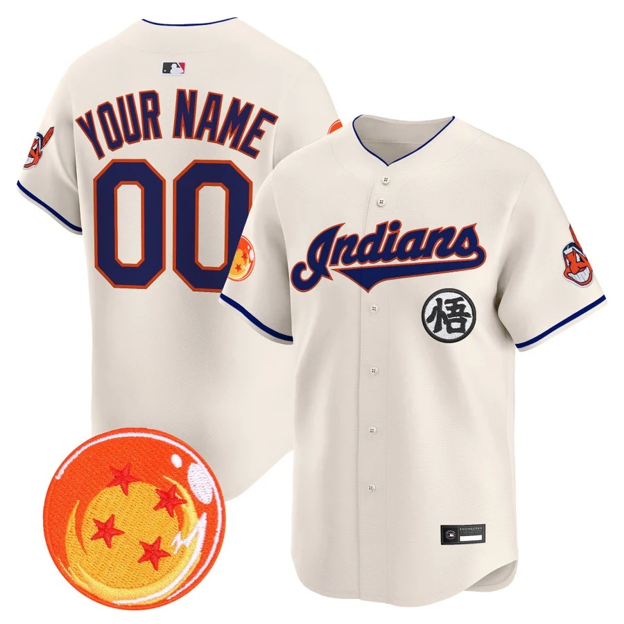 Cleveland Indians x Dragon Ball Vapor Premier Limited Custom Jersey cream
