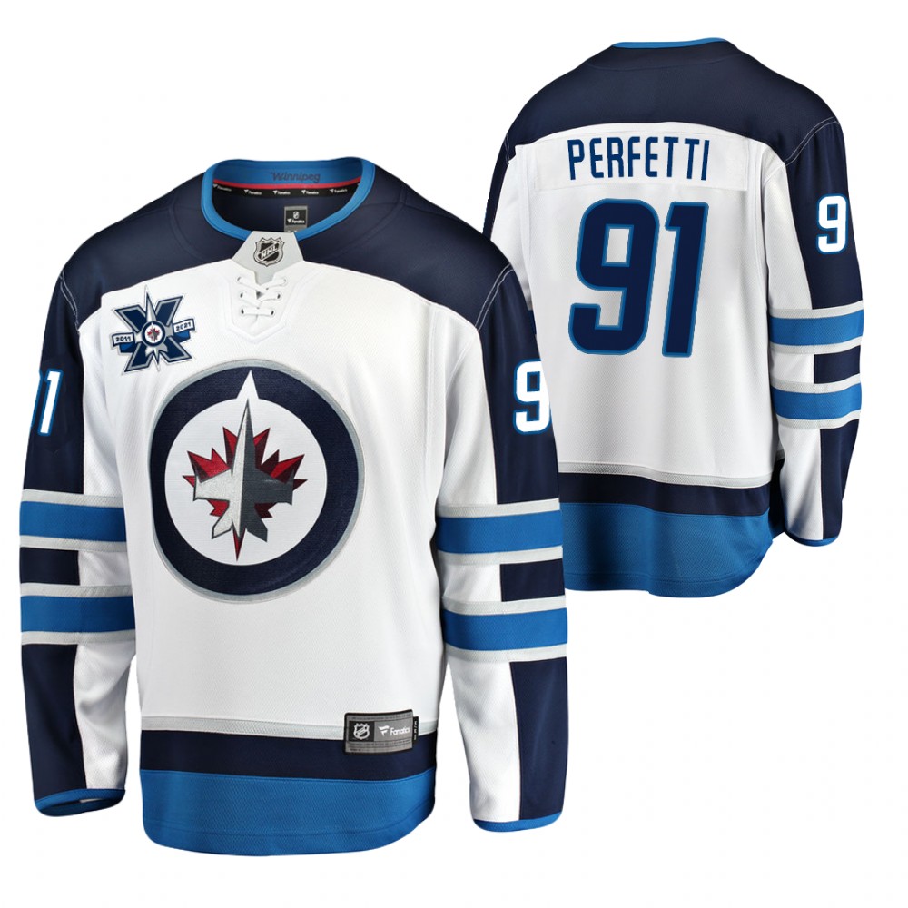 Cole Perfetti Winnipeg Jets 2020 NHL Draft White Away 10th Anniversary logo Jersey