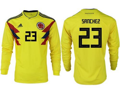 Colombia #23 Sanchez Home Long Sleeves Soccer Country Jersey
