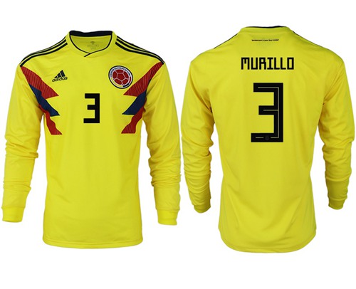 Colombia #3 Murillo Home Long Sleeves Soccer Country Jersey