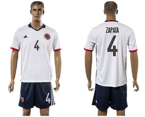 Colombia #4 Ramirez Away Soccer Country Jersey