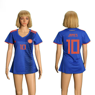 Colombia 10 JAMES Away Women 2018 FIFA World Cup Soccer Jersey